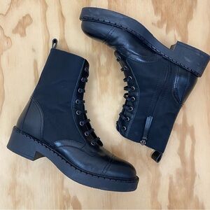 Theory Project Leather and Neoprene Chelsea Combat Boot
